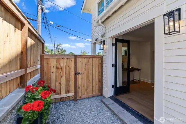 Gated with secure lock, the outdoor space is accessible from both inside and outside the house....