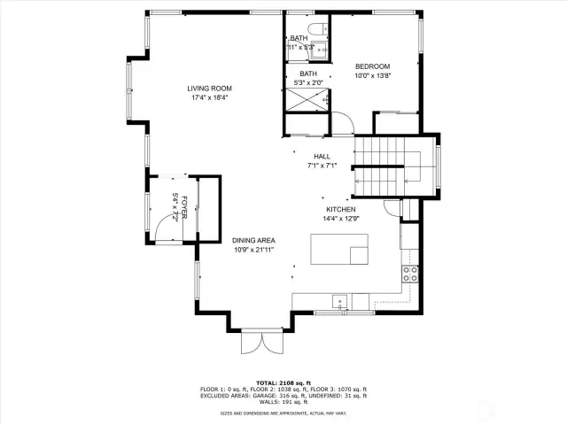 Main floor floorplan (estimate only).
