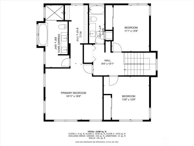 Upstairs floor plan (estimate only).