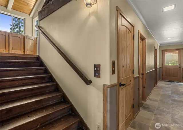 Entry storage and lower hallway