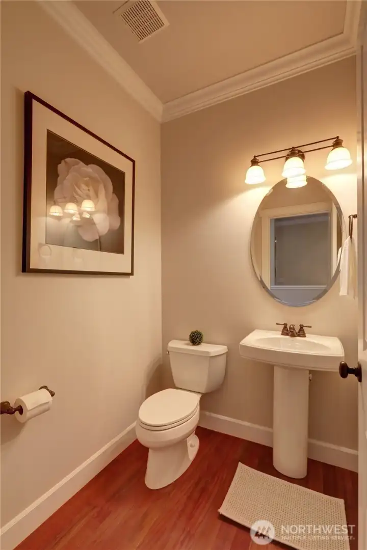 Powder room off the foyer.