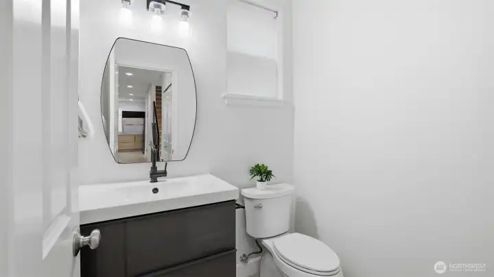 Convenient main floor half bath.