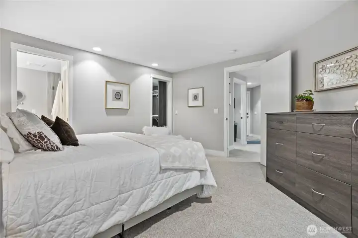 Master bedroom with King size bed.