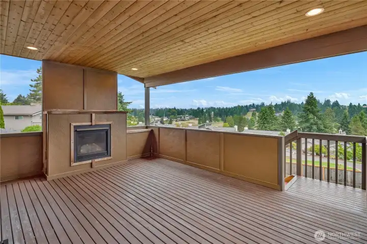 Covered Deck with fireplace