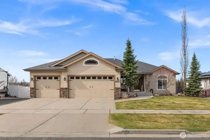 Three car garage and RV parking