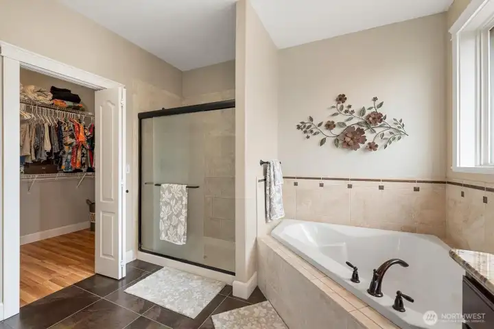 Soaking tub and walk in shower
