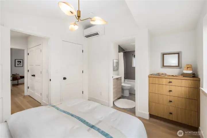 Guest room includes built in dresser drawers in-suite bath