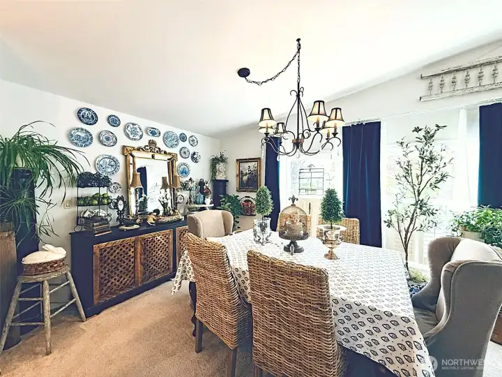 Dining room with wonderful lighting due to windows with shutters 369 Gun Club Rd #49, Woodland WA Pam Crisp Realtor