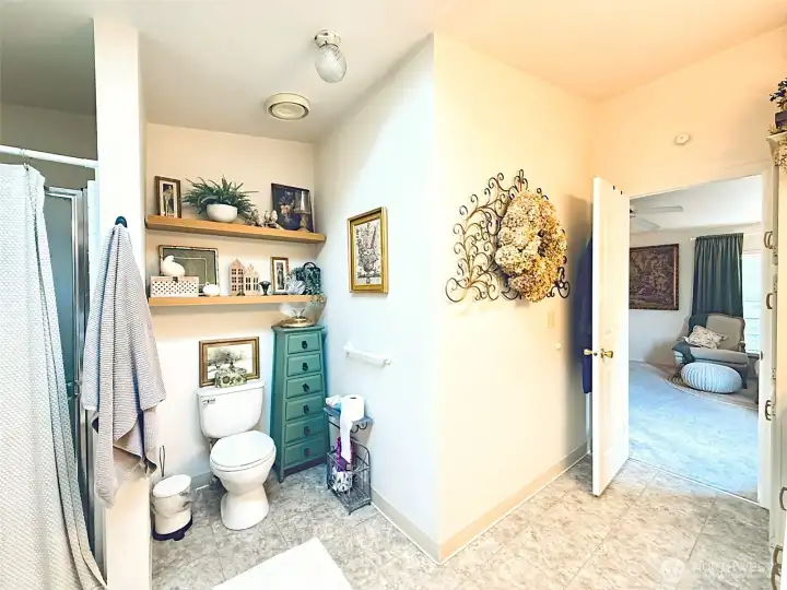 Primary bathroom, hook ups installed for a bonus washer/dryer or to this location