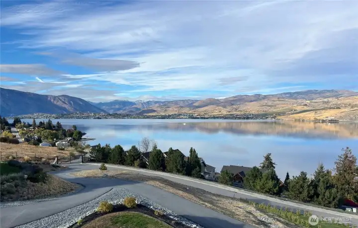 Panoramic up-lake views towards Stormy Mountain from one of the Southshore’s most peaceful settings.