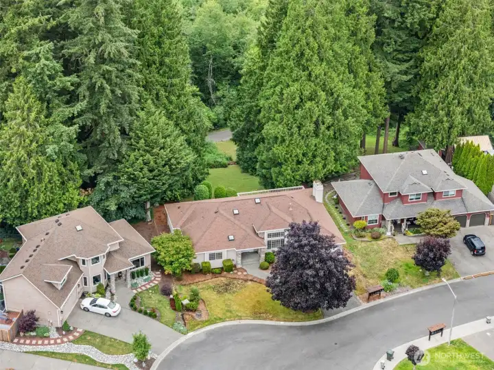 Aerial view of the home