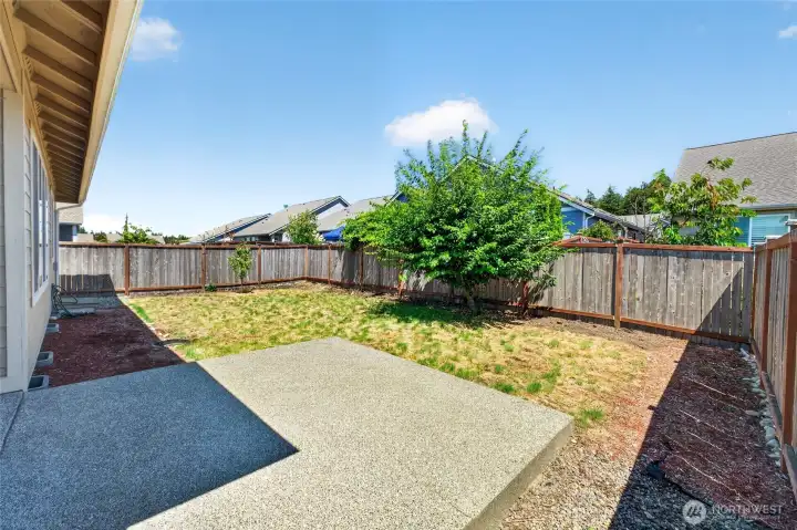 Fully fenced yard with gate on the side