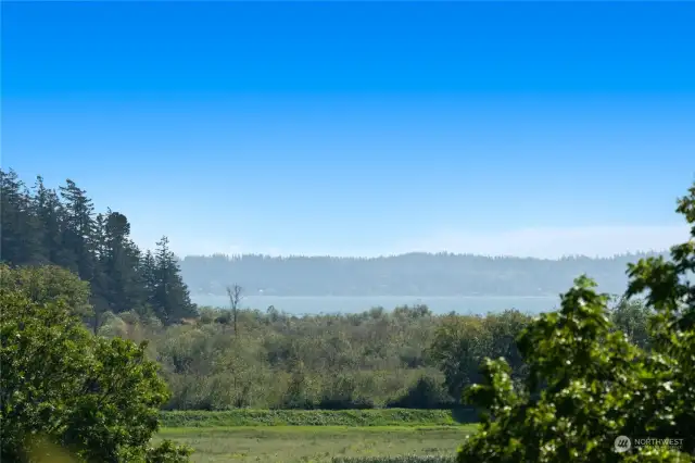 Incredible views of surrounding farmlands and out to the waters of the Puget Sound.