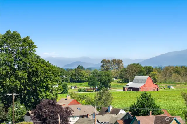 Picturesque farmlands of Skagit Valley surround this premier building site.