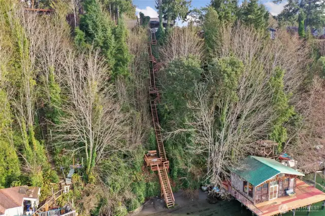 Stairs down to the water with nice deck to sit and enjoy the breathtaking views!