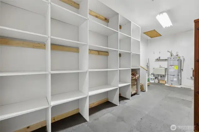 Shelving in mud room for. Plenty of storage.
