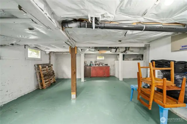 Unfinished basement, terrific storage and/or workshop