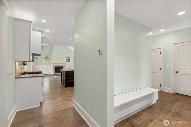 Mud room off the garage and connected to kitchen and laundry.