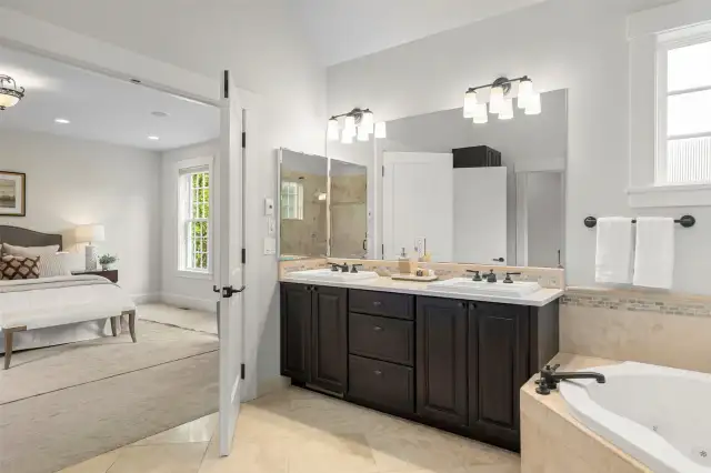 Spa like primary bathroom.