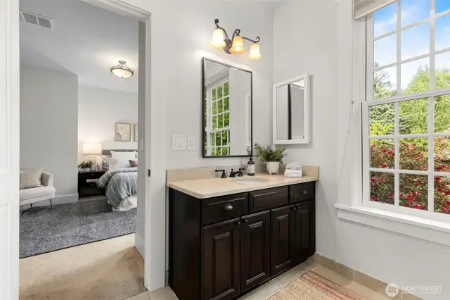 Full bathroom connected to bedroom.