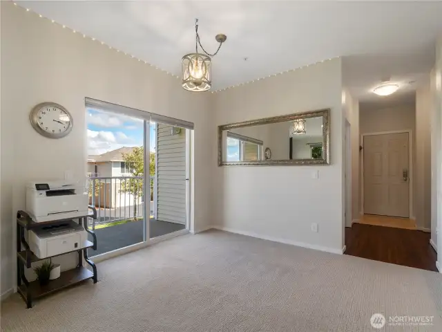 The dining area is large and offers expansive territorial views. It opens to the private balcony where you can enjoy your morning cup of coffee or take in a nap in the sun. Afternoon shade helps keep the unit comfortable.