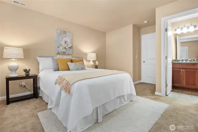 The primary bedroom with attached bath.