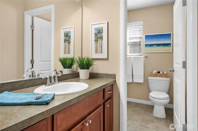 The upstairs hall bath.