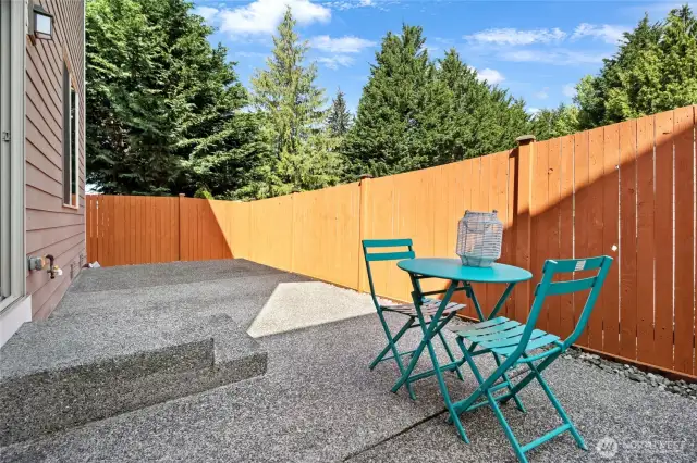 The rear patio is low maintenance.