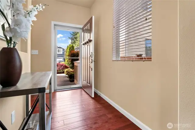 The entry hall offers a window to let in natural light.
