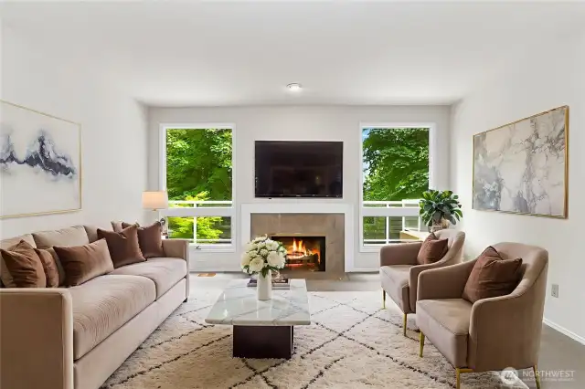 Open formal living - virtually staged