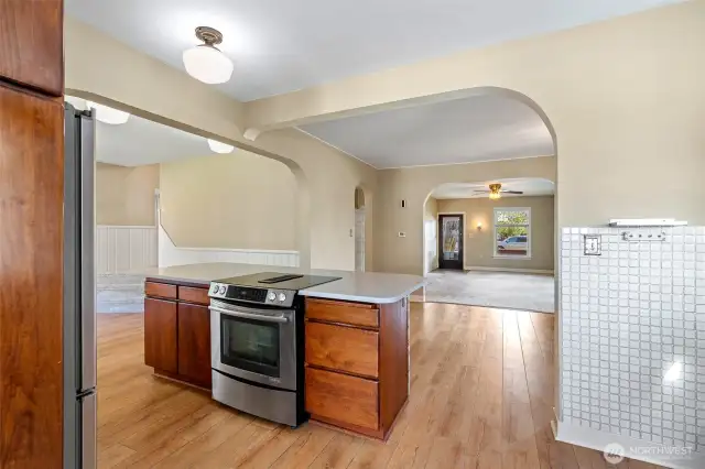 From the kitchen island you have a commanding view of the entire first floor, plus being easily available if anyone needs you upstairs.