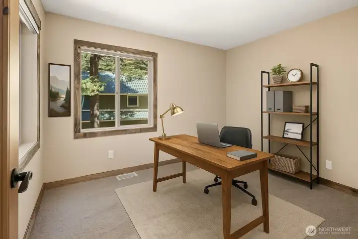 Virtually Staged Den/Office off of the Kitchen