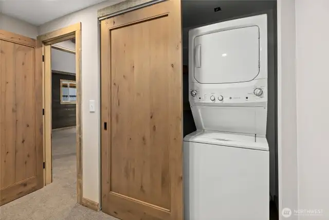 Closet in downstairs bedroom, contains that washer and dryer.
