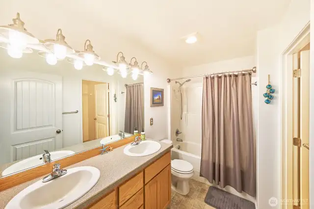 Double sinks in the primary bathroom.