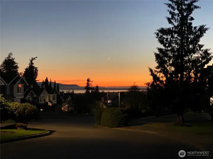 Sunset view from the front looking out