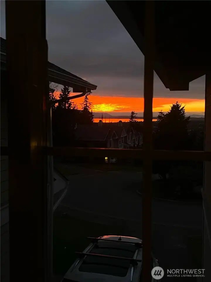 Sunset view over the bay. View from upstairs window.