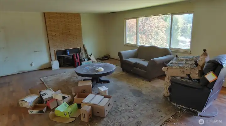 Living Room off front door entry with fire place