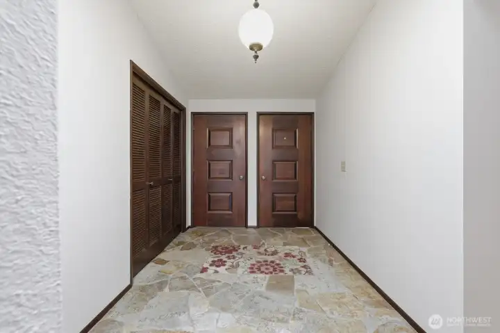 Foyer with stone flooring,