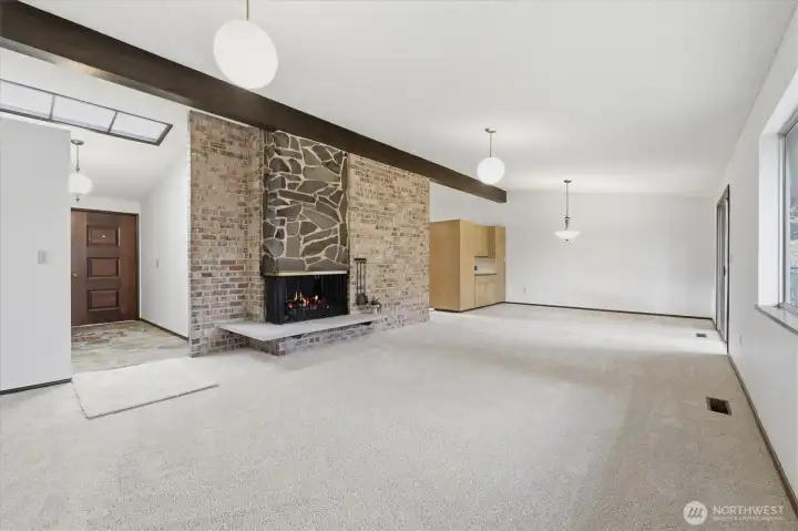 Attractivec centrally located wood fireplace on both levels heat entire home.