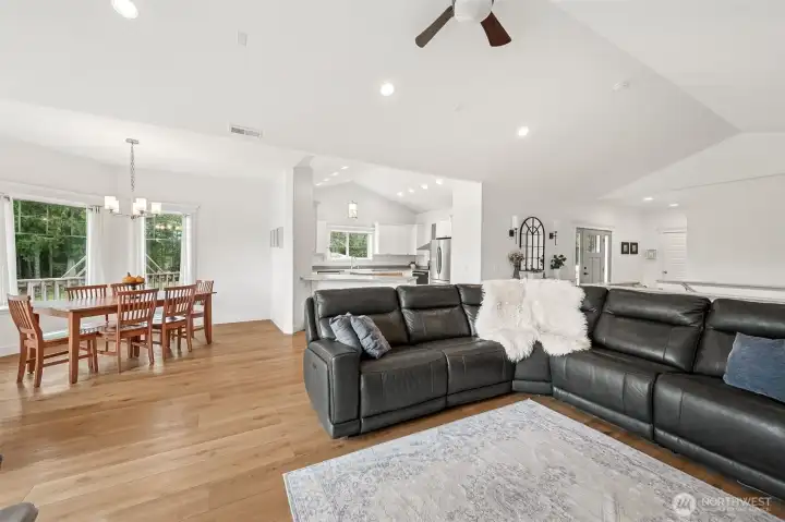 Open concept living area with dining room