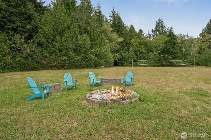 fire pit in side yard area