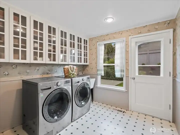 A laundry room that actually feels good to be in—cheery, sunlit, and spacious!