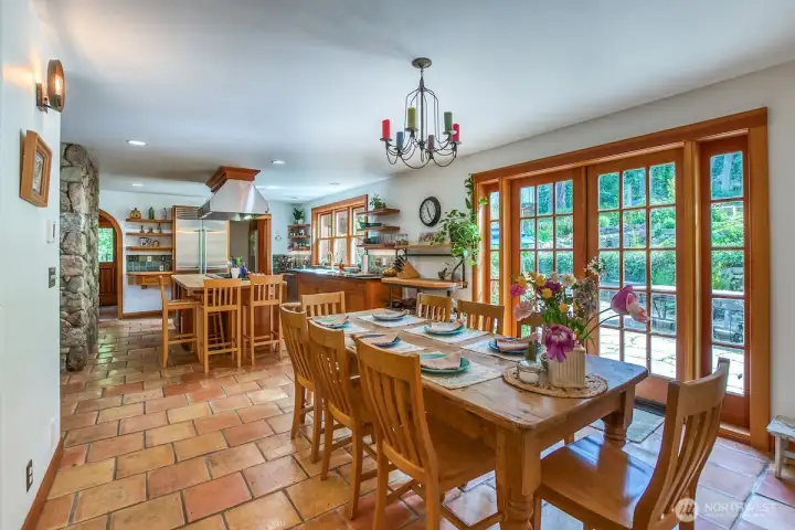 Dining area features custom built-in cabinetry and buffet.