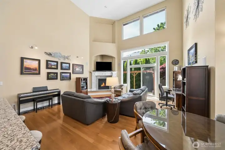 Hardwood floors, gas fireplace and tons of natural light