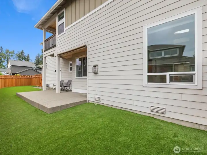 Covered porch and extended patio.
