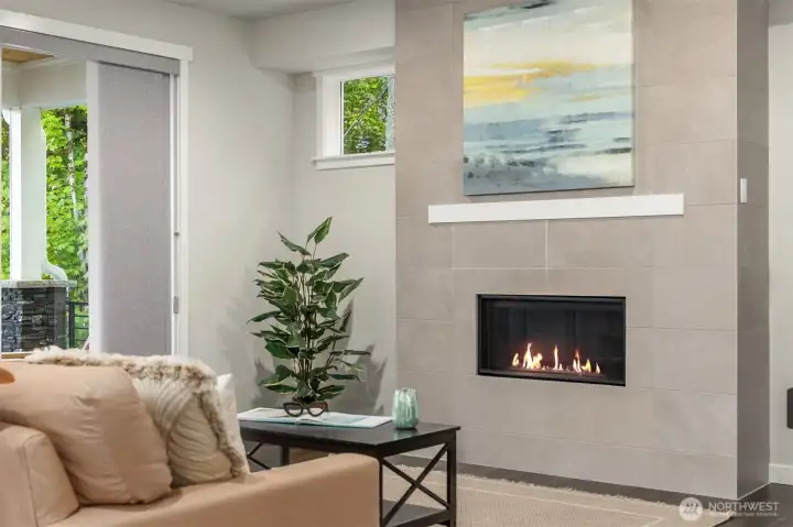 Enjoy warmth of natural gas fireplace in living room.