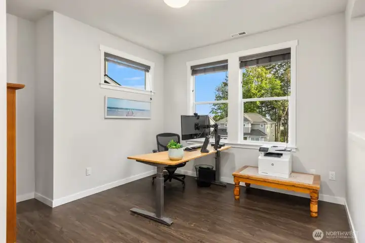 Office area overlooking filtered views.