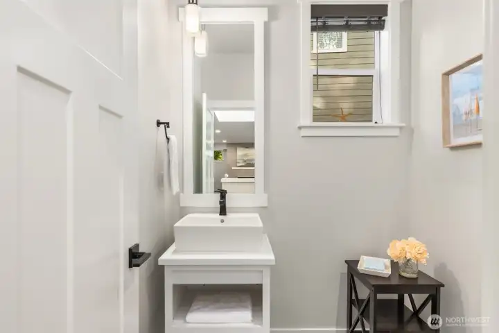 Half bath on middle level.