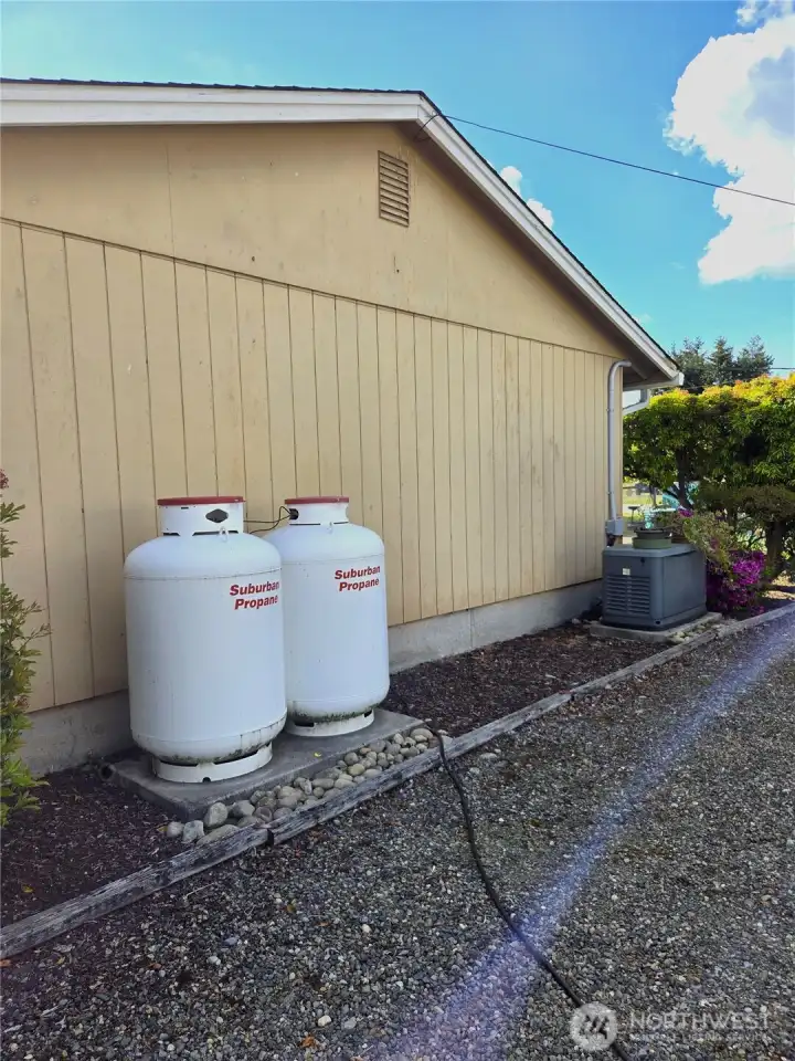 Side with propane tanks