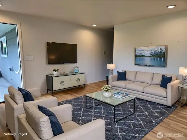 virtually staged photo of living room.